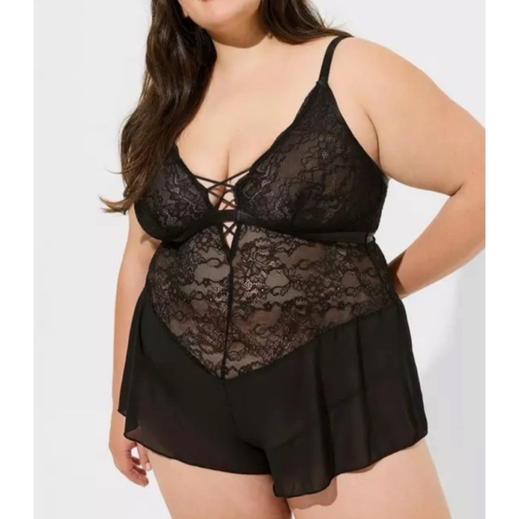 ๐ Black Lace Teddy Lingerie 2 2X 18 20 NWT Torrid New! - Picture 2 of 5